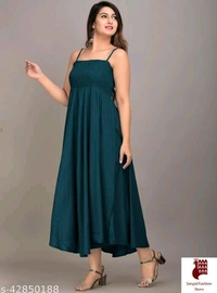 MAYERO Rayon Western Wear dresses - Solid, 1, GREEN, XL, Rayon